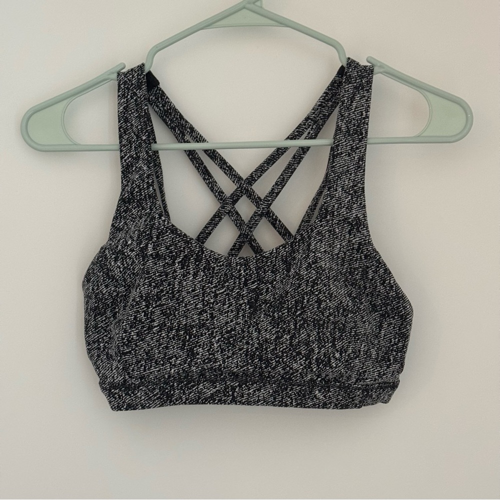 Lululemon Black and White Strappy Sports Bra